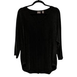 Chico's Black 3/4 Sleeve Blouse, Size 12